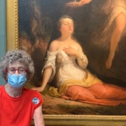 senior living resident in front of a painting at a baltimore art museum