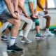 Image of a group of seniors stretching in a fitness class.