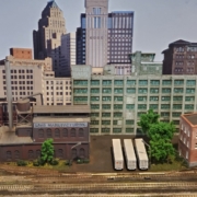 close up of one of the models that shows downtown Baltimore